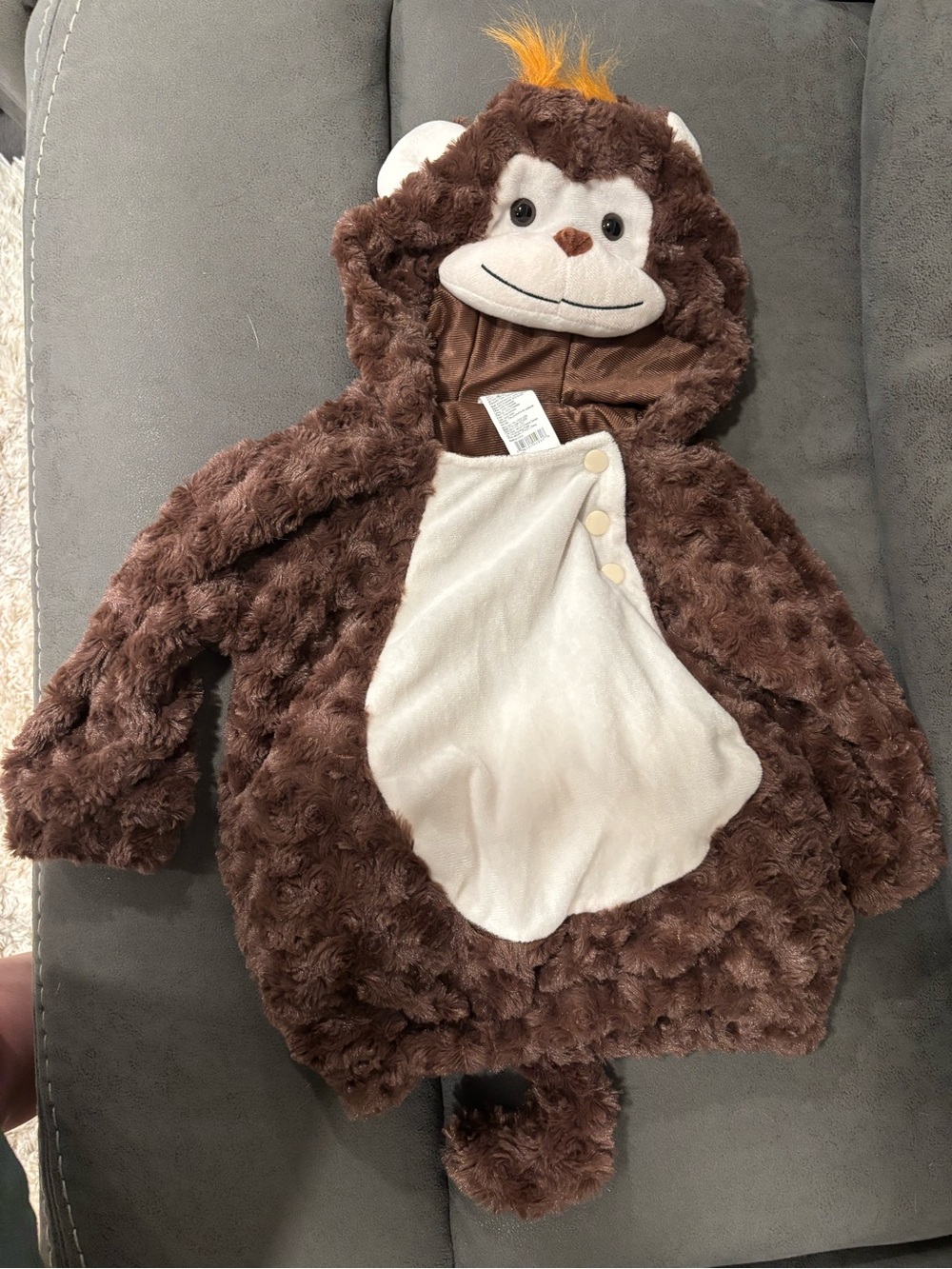 Target Brown Faux Fur Coat with Cream Lining and Buttons